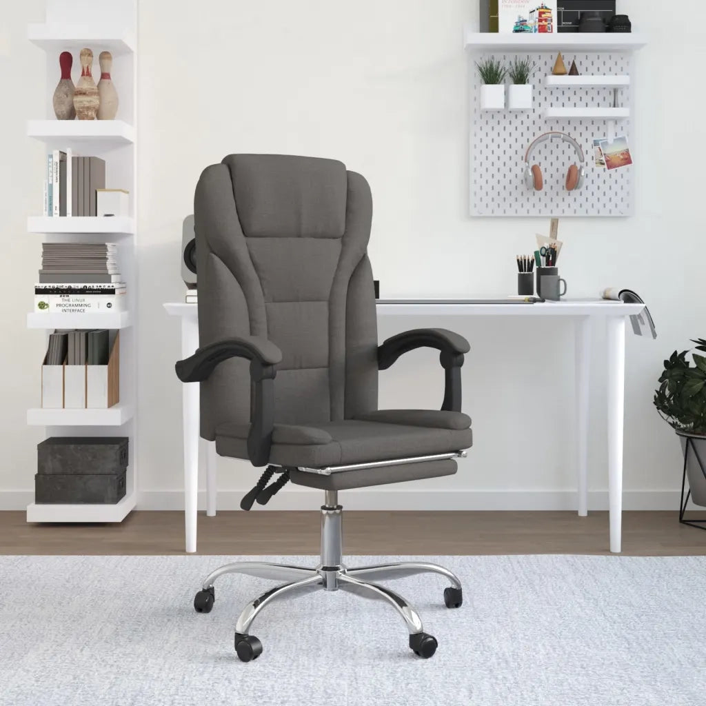 Poltrona | Sedia Relax da Ufficio Reclinabile Grigio Scuro in Tessuto