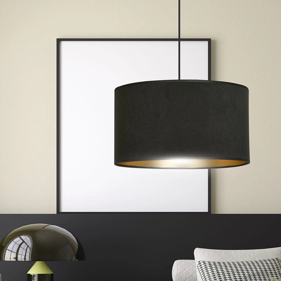 Lampada a sospensione Emibig Hilde nera oro Ø35 E27