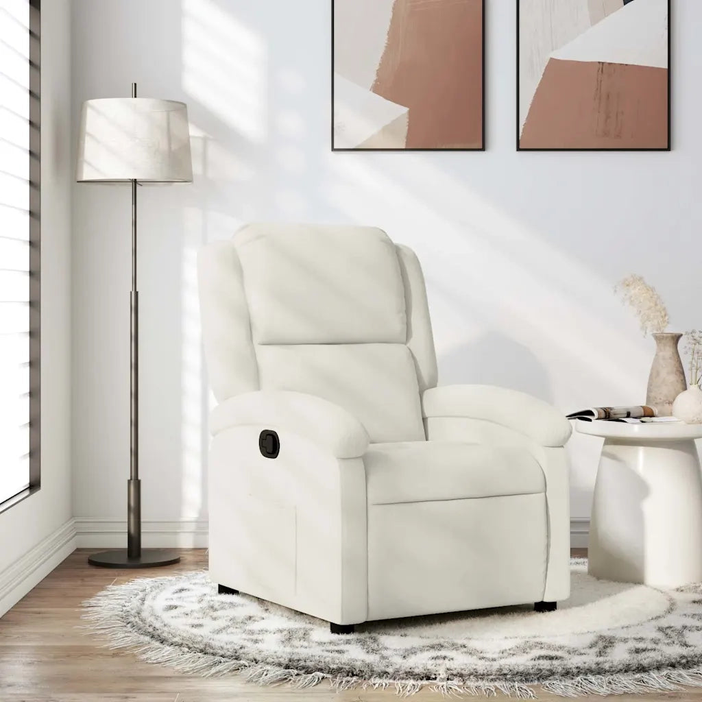 Poltrona reclinabile in velluto crema 371806
