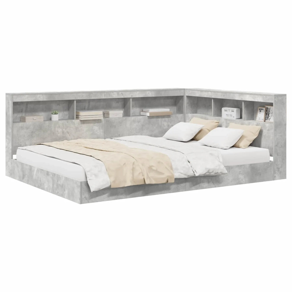 Letto Libreria Grigio cemento 140 x 200 cm Legno multistrato 3335731
