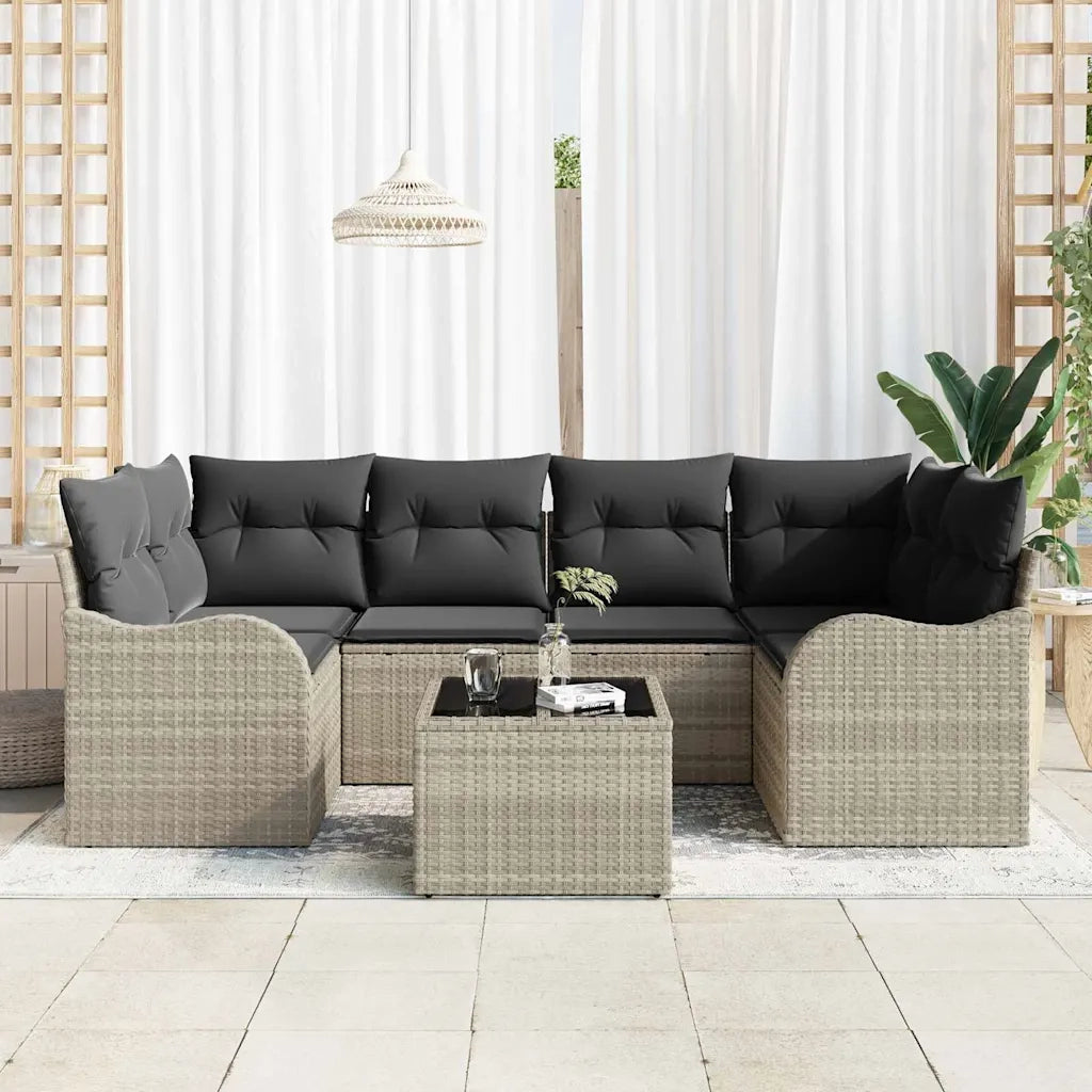Set Divano da Giardino Grigio chiaro 55 x 55 x 37 cm polyrattan