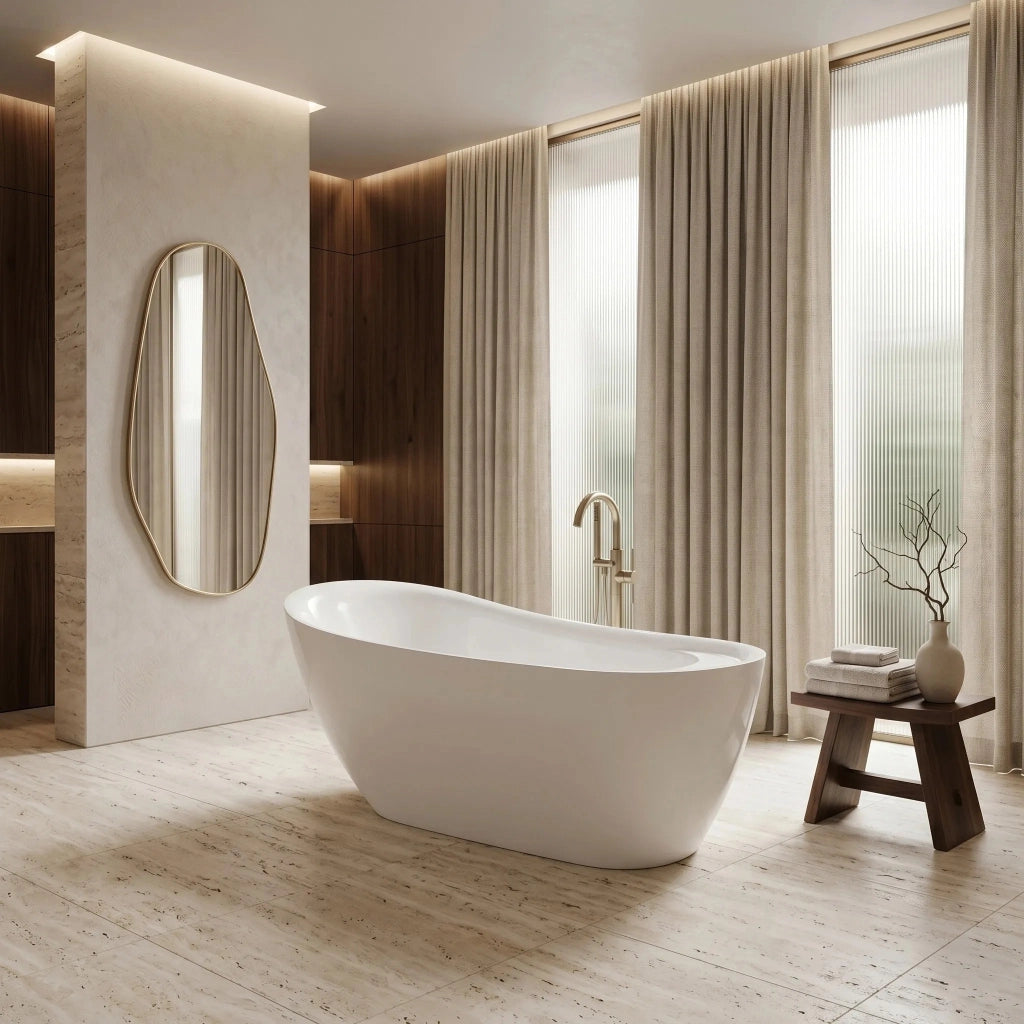 Vasca Da Bagno Freestanding Rea Orte 170 Copritappo bianco