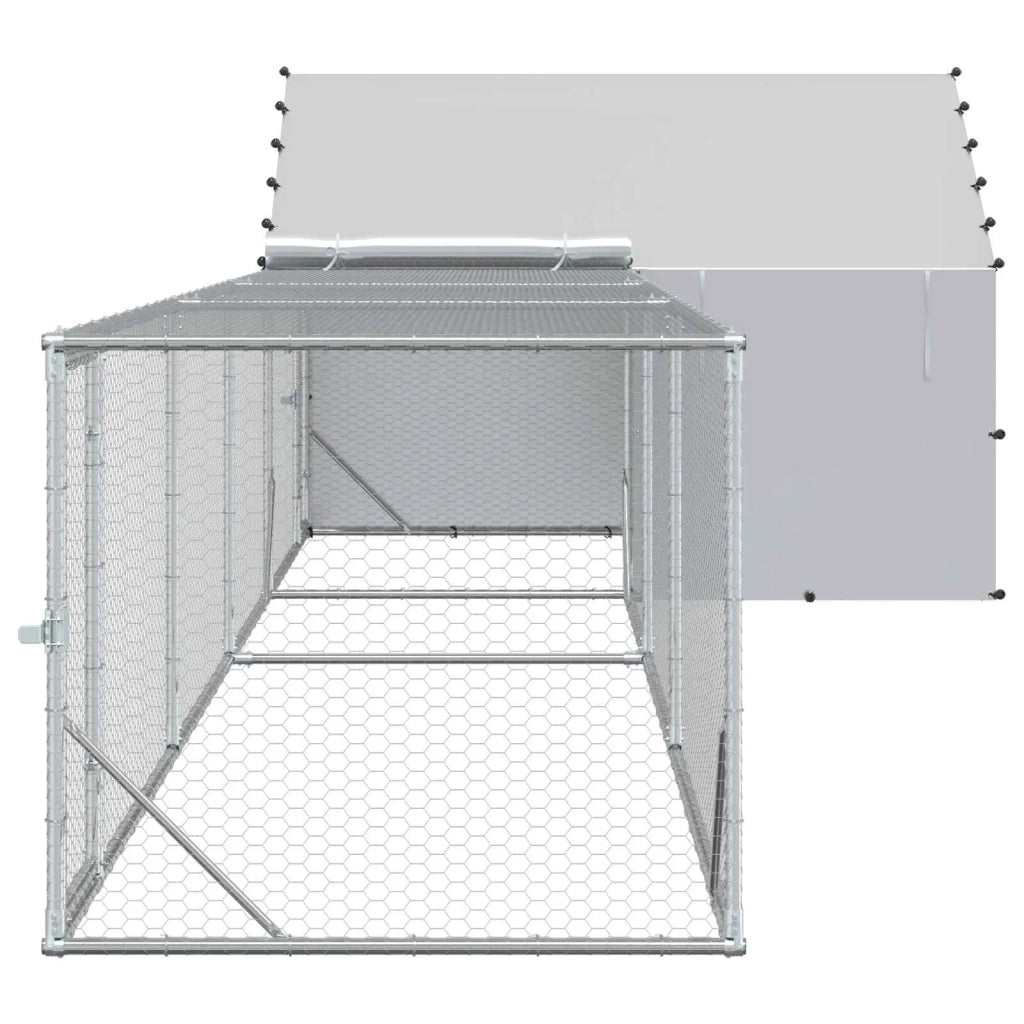 Gabbia per Galline con Tetto e Giardino 2 pz Argento 3434659