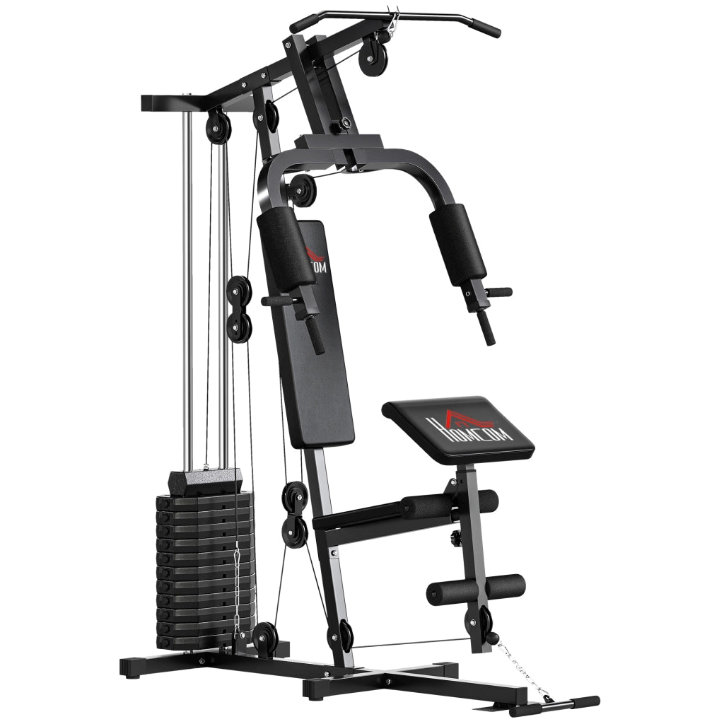 Sedia da Fitness con Seduta e Schienale Imbottiti ¨C Minimal ¨C Acciaio e PU, 135x103x210 cm, Nero