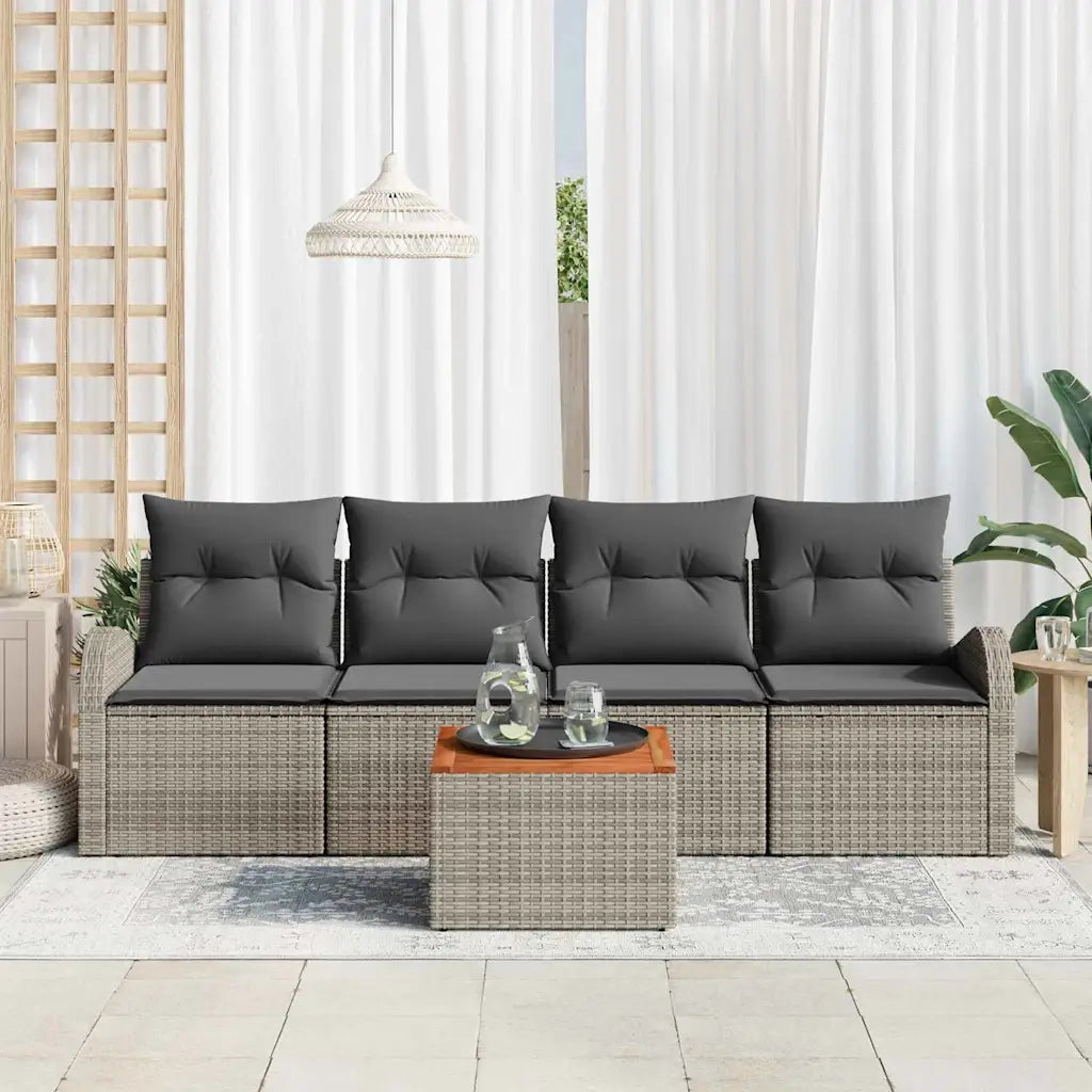 Set Divano da Giardino 5 pcs Grigio polyrattan 3356179