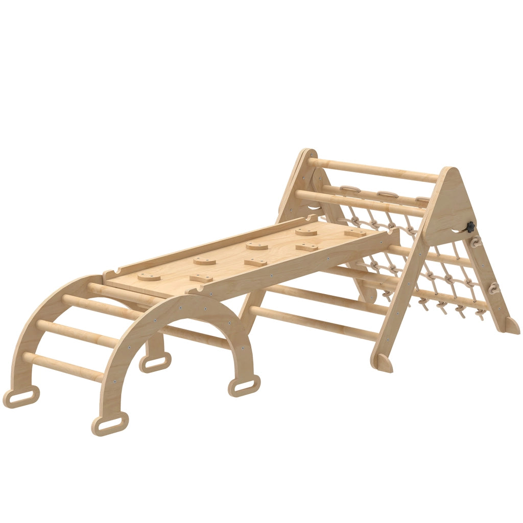 Gioco di arrampicata in legno per bambini con scivolo e scala ¨C Minimal ¨C naturale