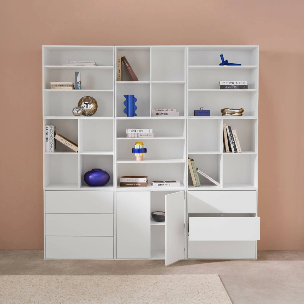 Libreria modulare decorativa in legno con 9 elementi, bianco