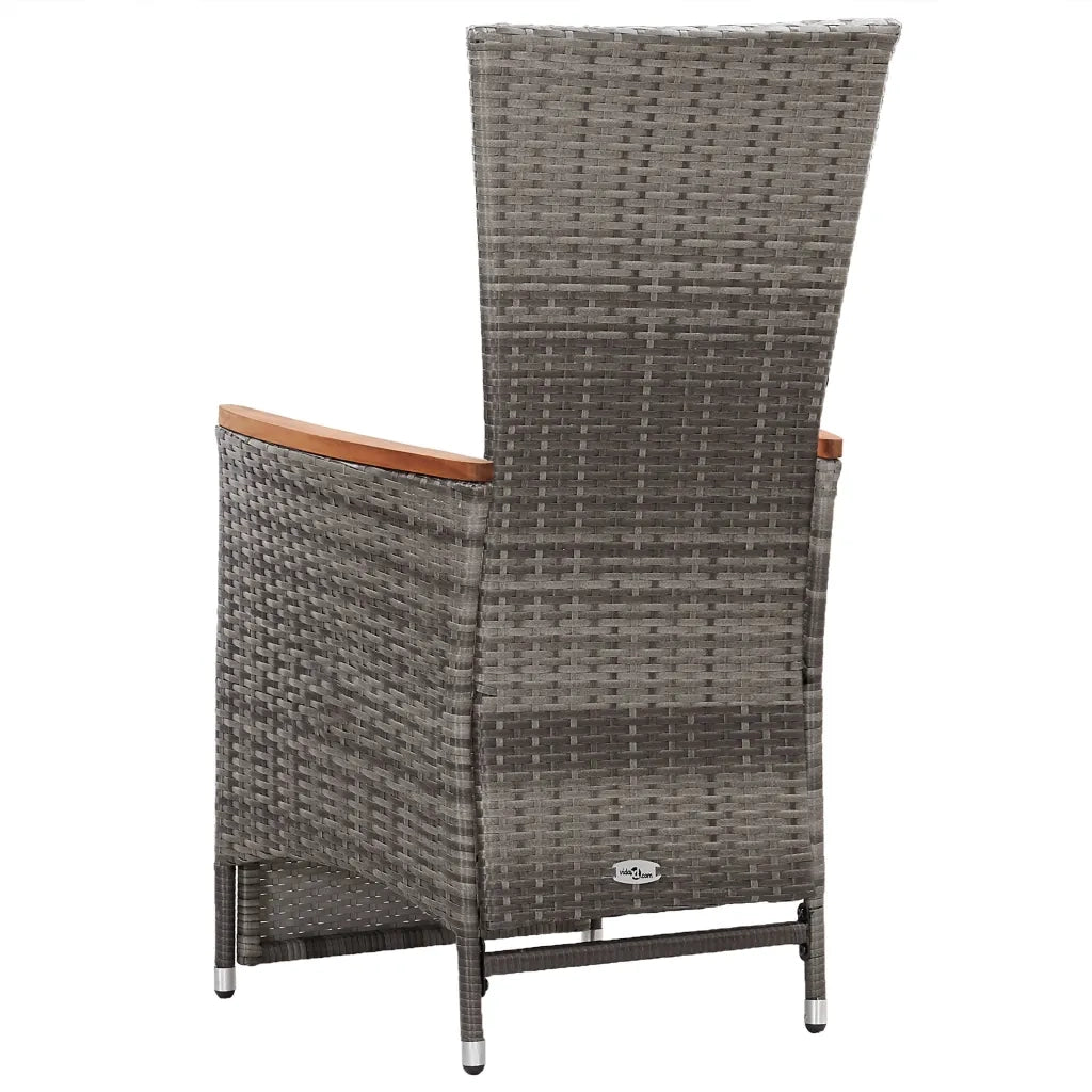 Set Divani da Giardino 3 pz con Cuscini in Polyrattan Grigio