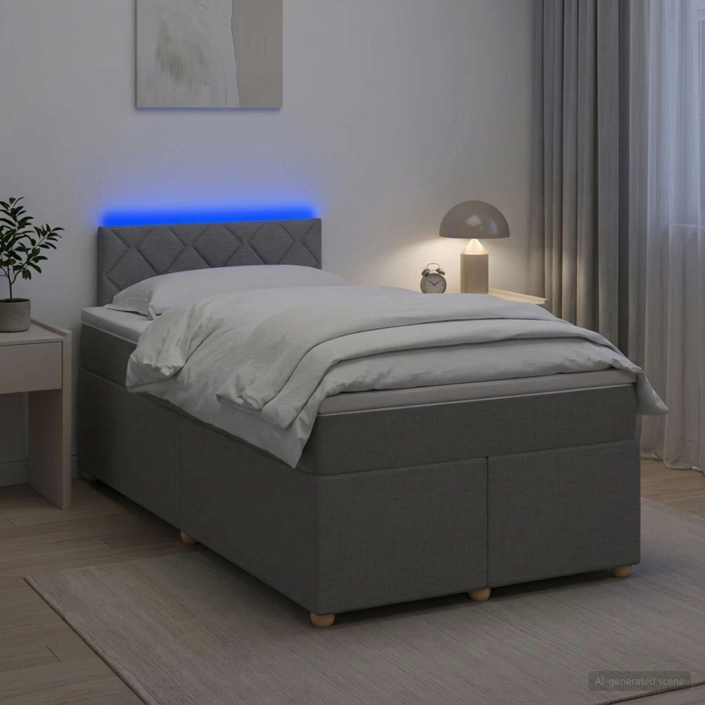 Letto box spring con materasso Grigio Chiaro 120 x 190 cm 3452380