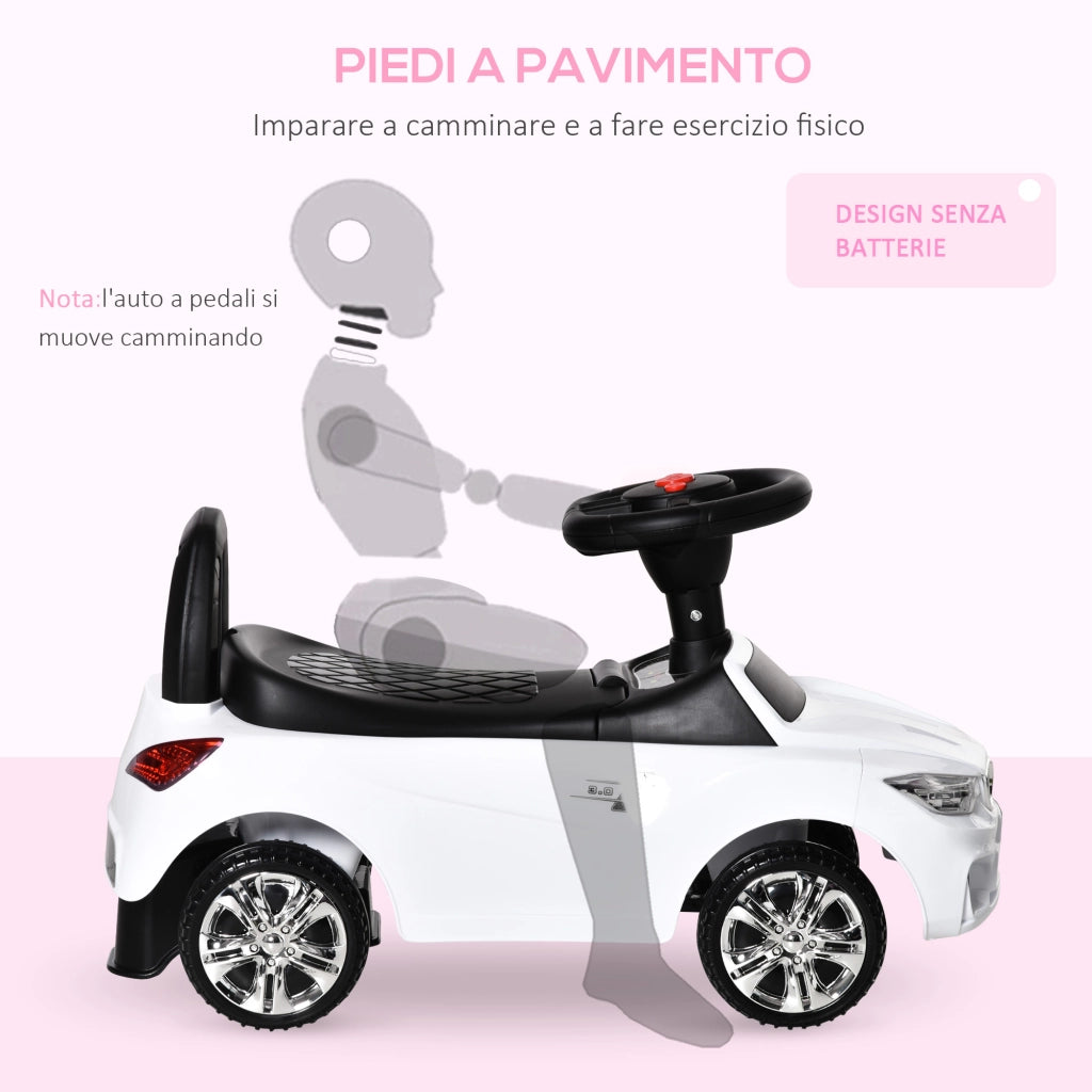 Macchinina Cavalcabile con Volante e Luci ¨C Minimal ¨C Bianco