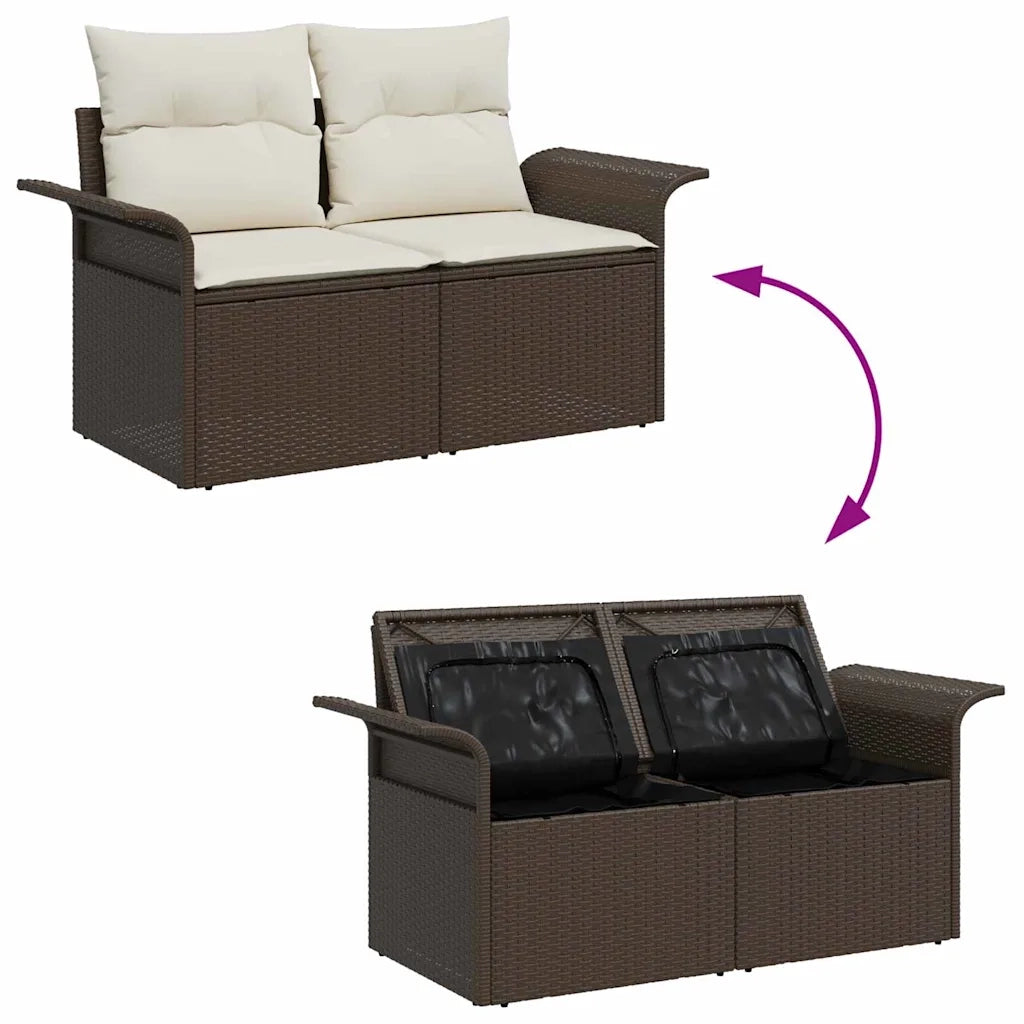 Set Divano da Giardino con cuscino 5 pcs Marrone Poly Rattan 3357011