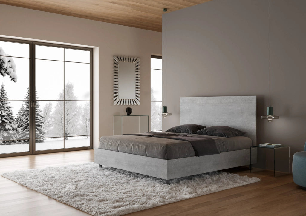 BS COM Letto matrimoniale con rete 160x190 cemento