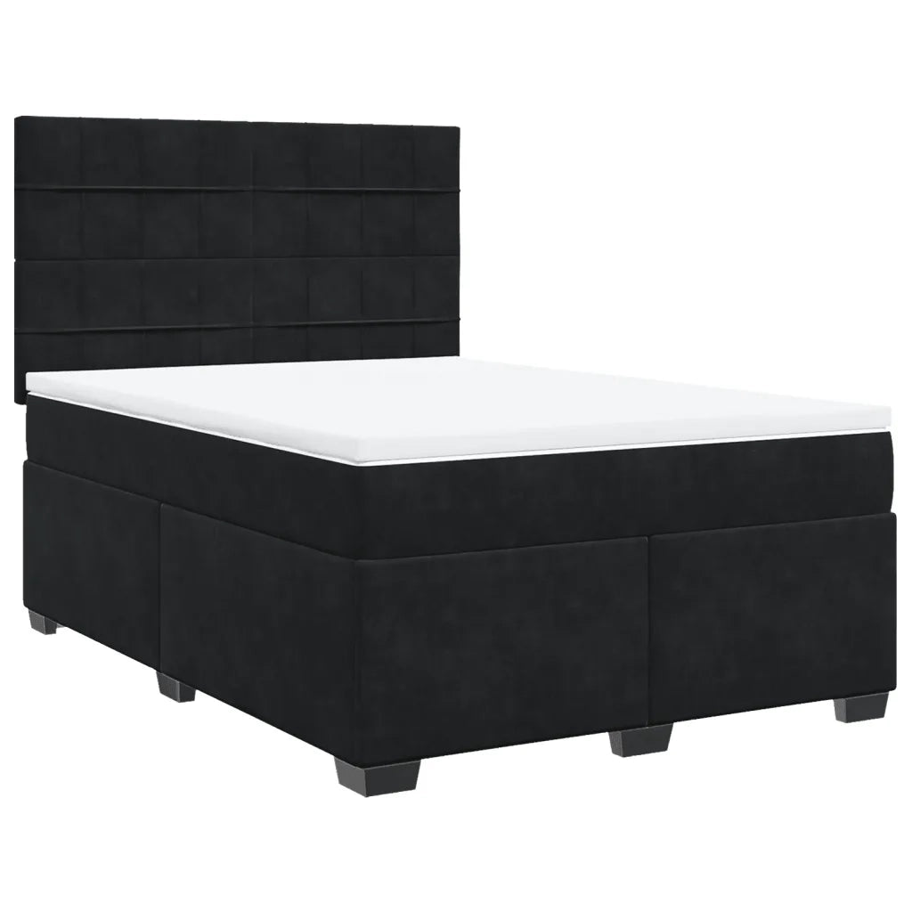 Giroletto a Molle con Materasso Nero 140x190 cm in Velluto