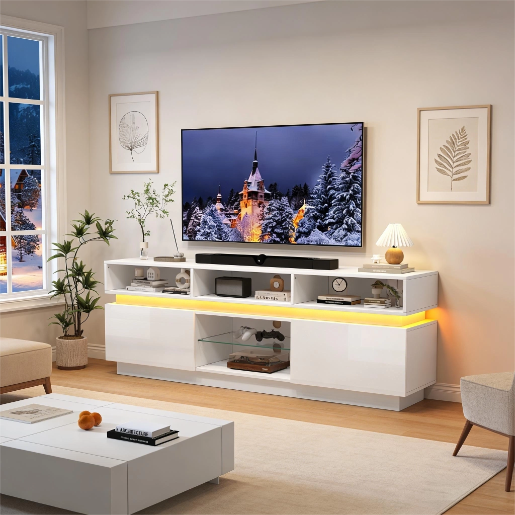 Cassettiera TV bianca in MDF lunghezza 160 cm