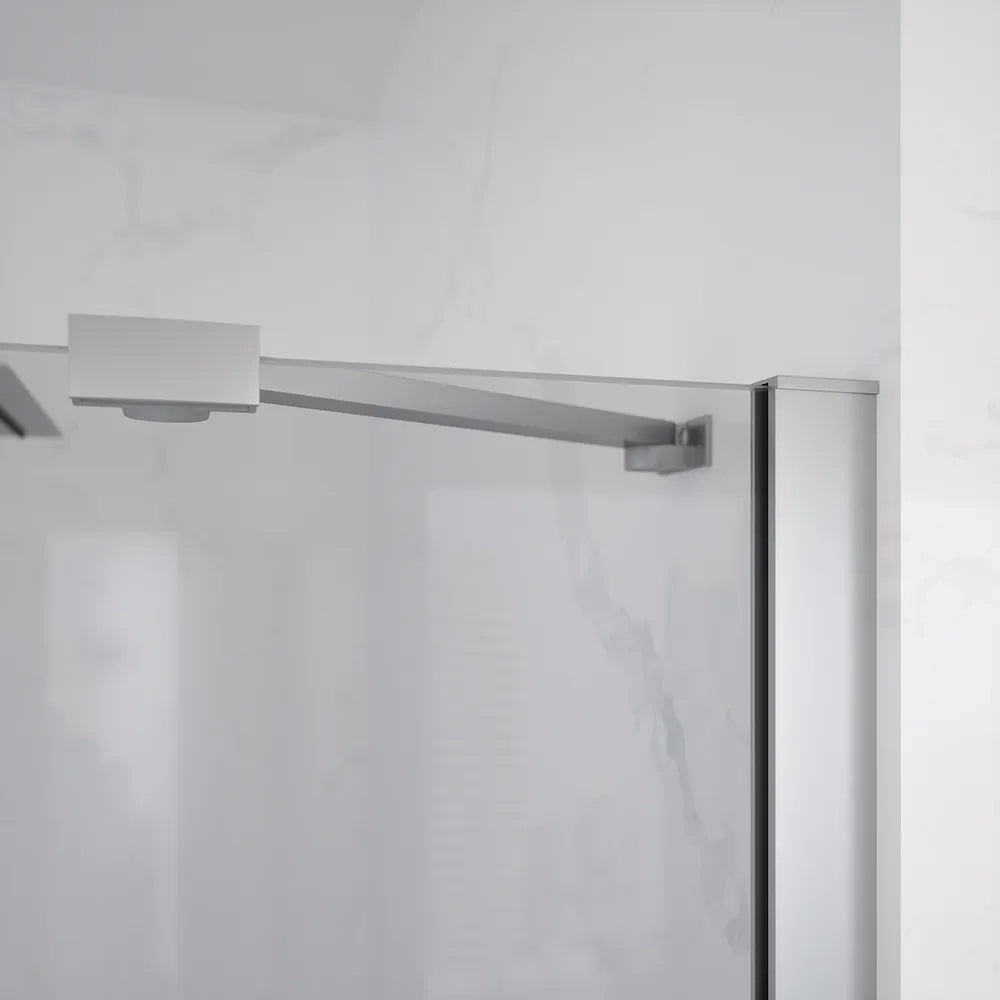 Porta doccia 80cm apertura a battente lato destro con cerniere, profili cromati e vetro da 8mm trasparente h195 | Fiji