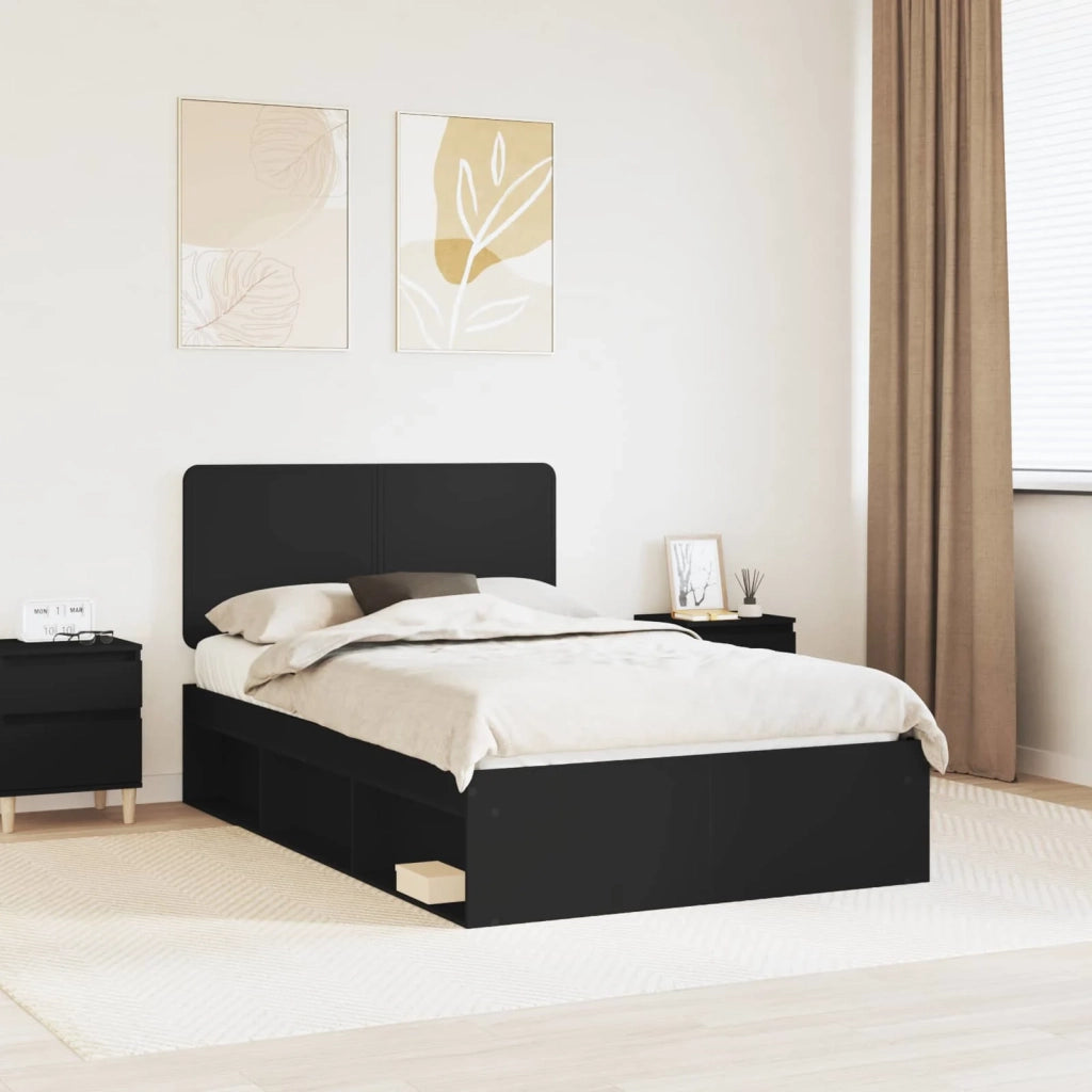 Letto matrimoniale | Letto per adulti | Struttura del letto Nero 120 x 200 cm Pino massello