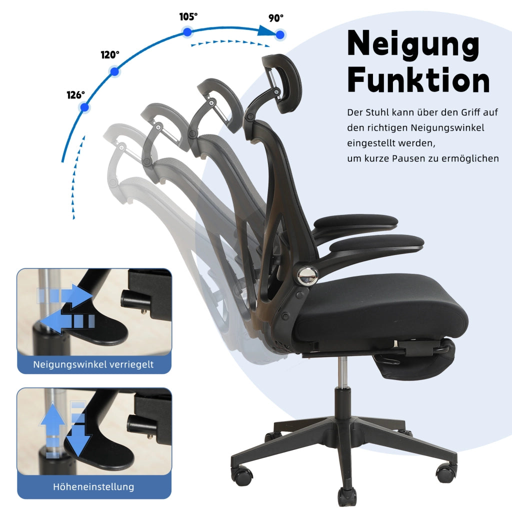 Sedia da ufficio ergonomica pieghevole ¨C Zephmum ¨C nera
