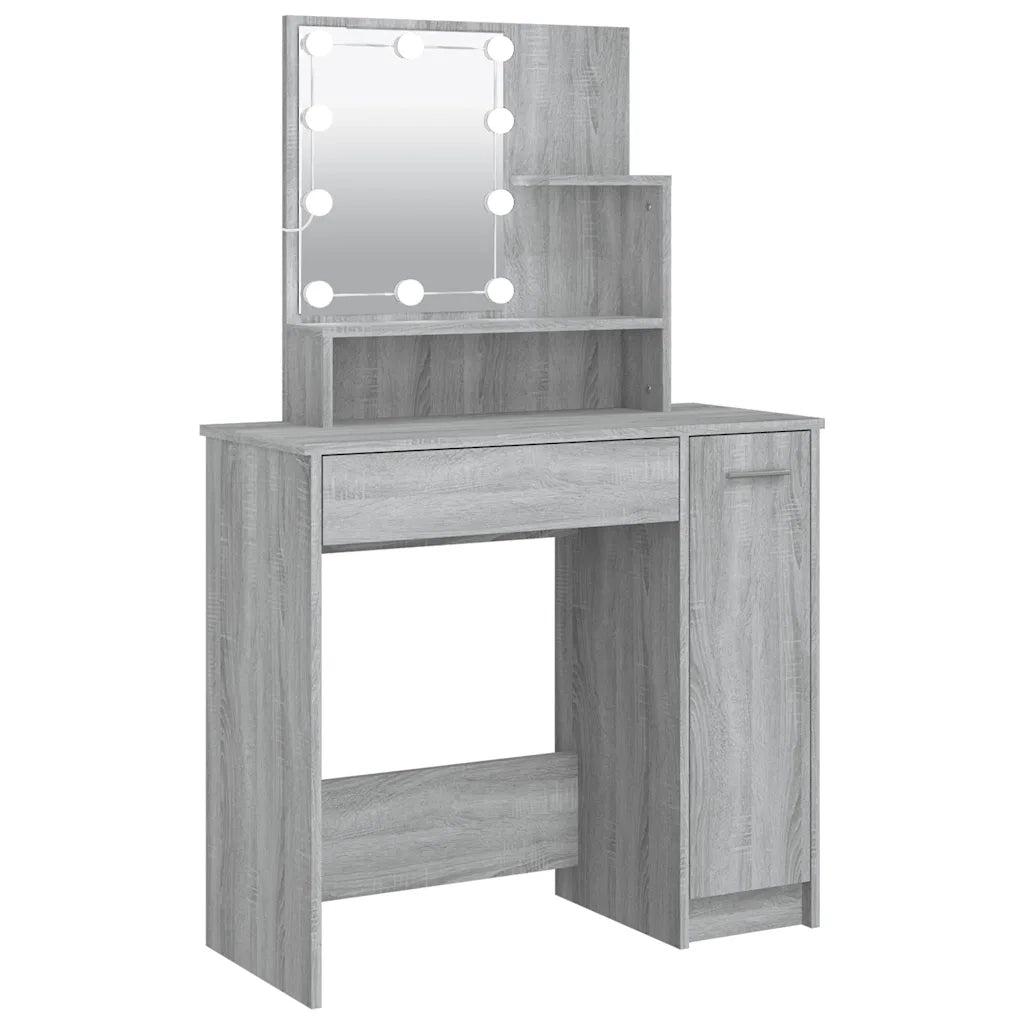 Toeletta con LED Grigio Sonoma 86,5x35x136 cm 820485