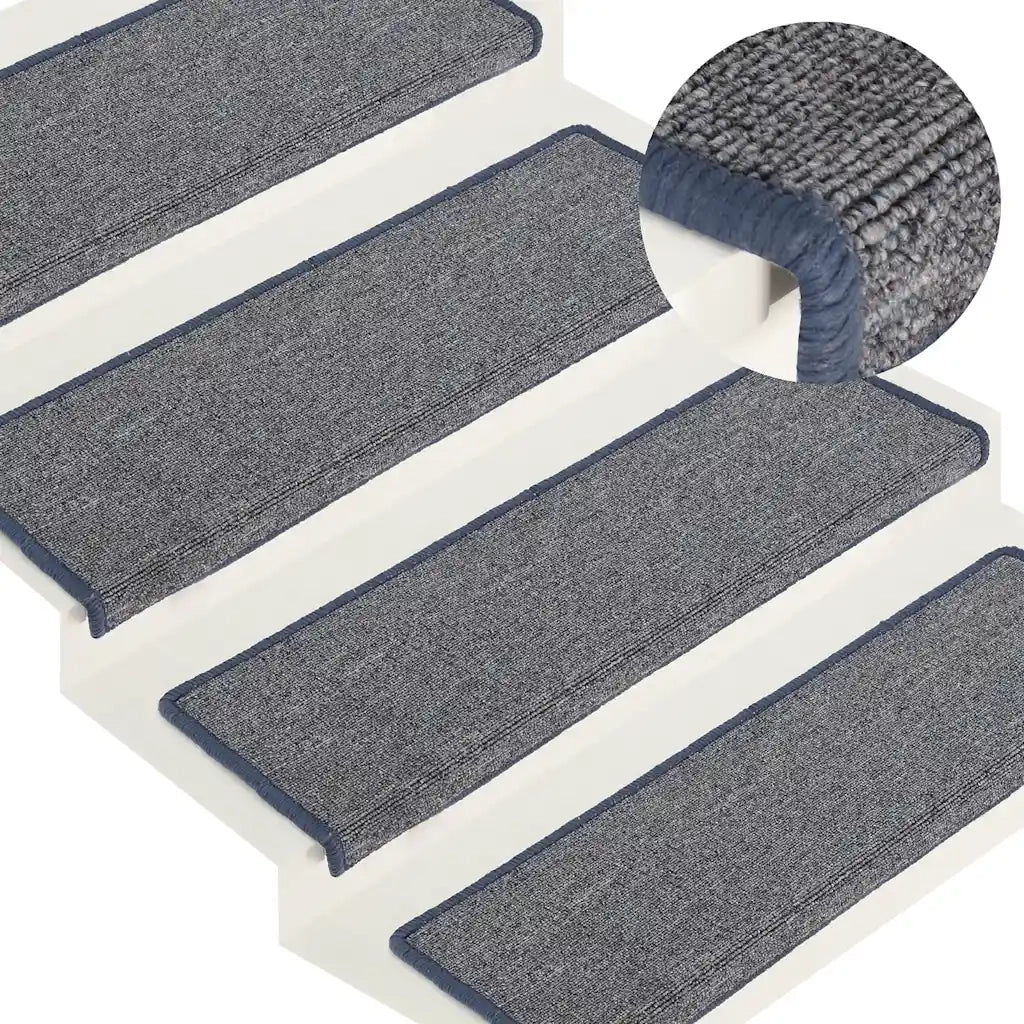 Tappetini per scale 30 pz 65x21x4 cm Grigio chiaro e blu con bordo rettangolare 3365780