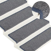 Tappetini per scale 30 pz 65x21x4 cm Grigio chiaro e blu con bordo rettangolare 3365780