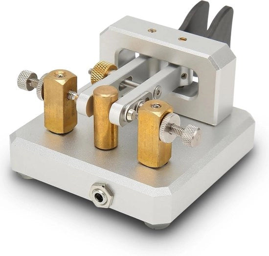 Chiave portatile mini CW - Codice Morse automatico a corto onda doppia paddle - Chiave per camping e indoor CW Morse telegrafo - Argento.