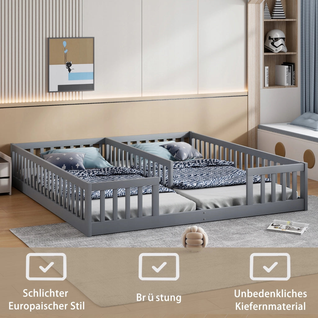 Letto a pannelli 90x200 - Xylo - Grigio con sponda