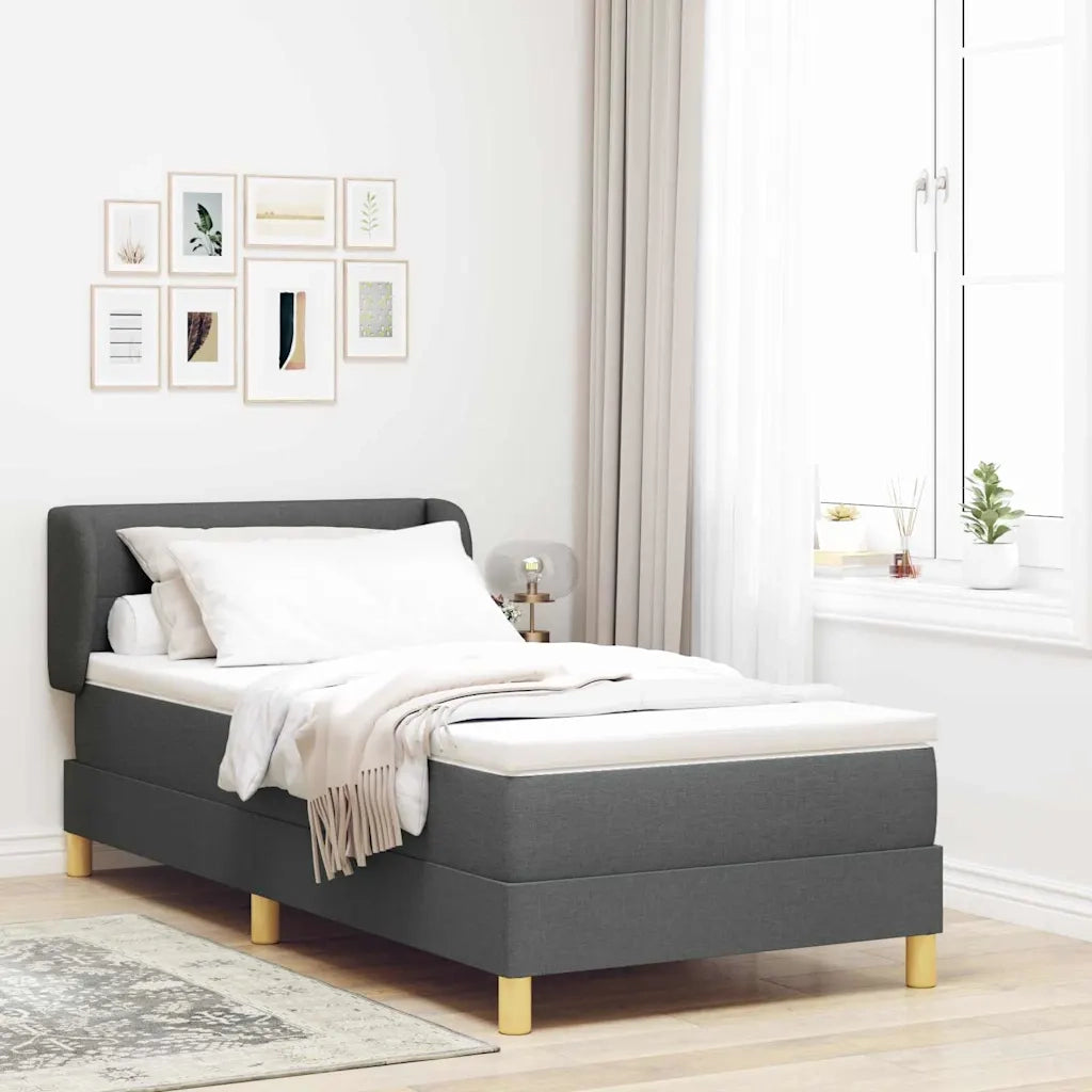 Letto a molle con materasso Grigio scuro 80 x 200 cm Tessuto 3340179