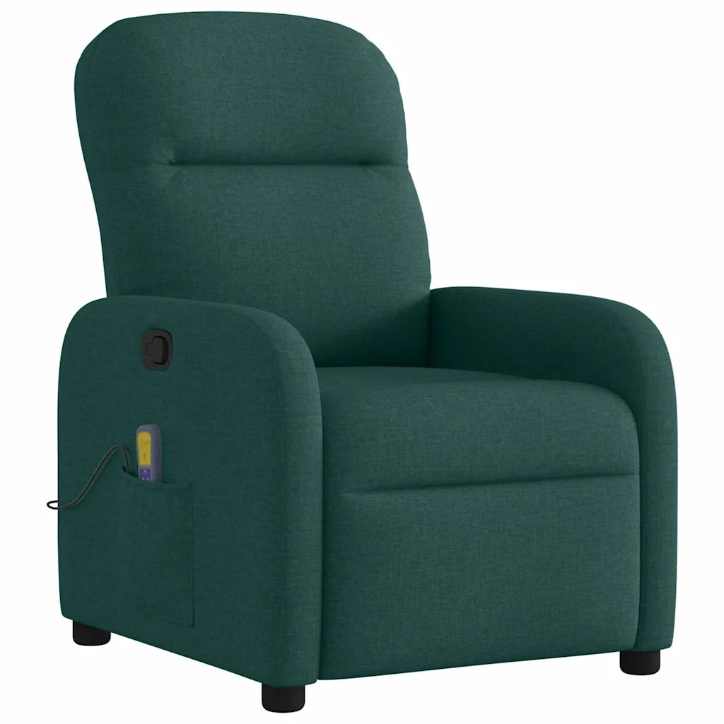 Poltrona Massaggiante Reclinabile Verde Scuro in Tessuto 4015538