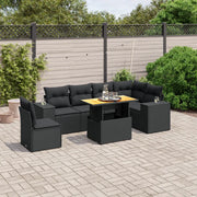 Set Divani da Giardino con Cuscini 7pz Nero Polyrattan