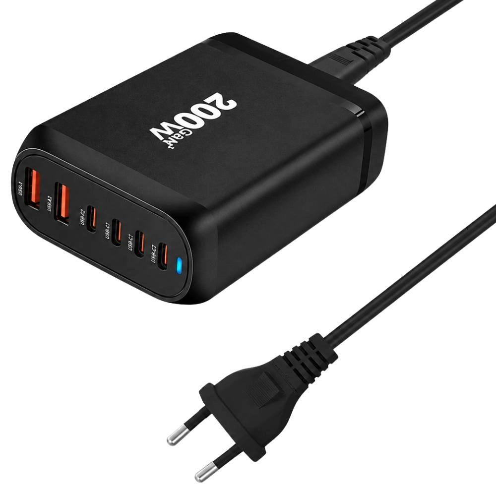 Adattatore alimentatore usb 200w con spina europea e porte multiple