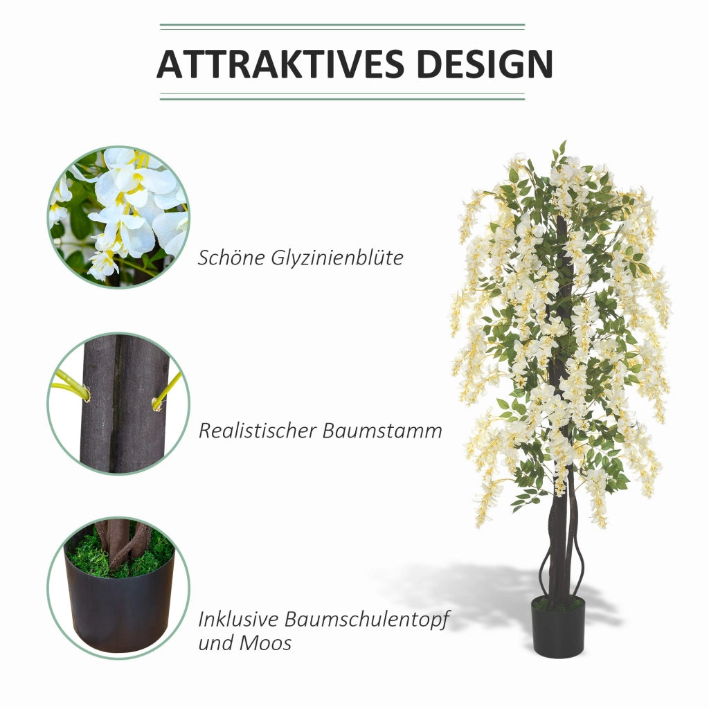 Glicine artificiale grande 165cm in vaso ¨C zephmum ¨C verde plastica 165cm