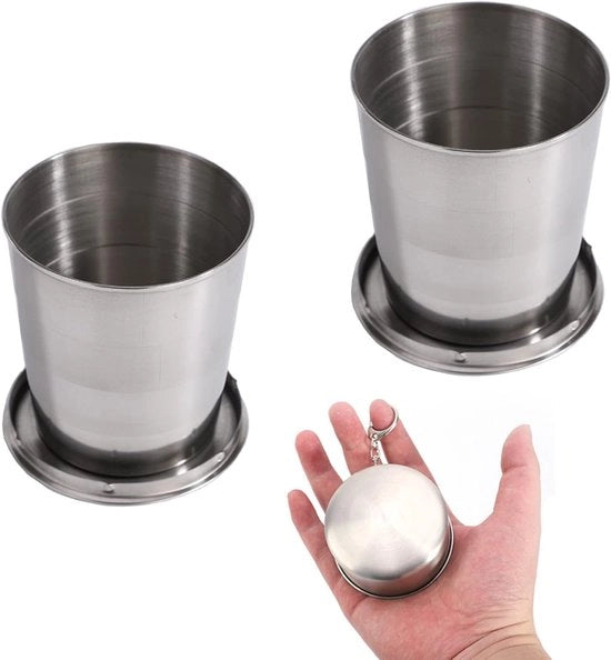 Bicchiere RVS Opvougable - Utile per Viaggi - 2 Pezzi