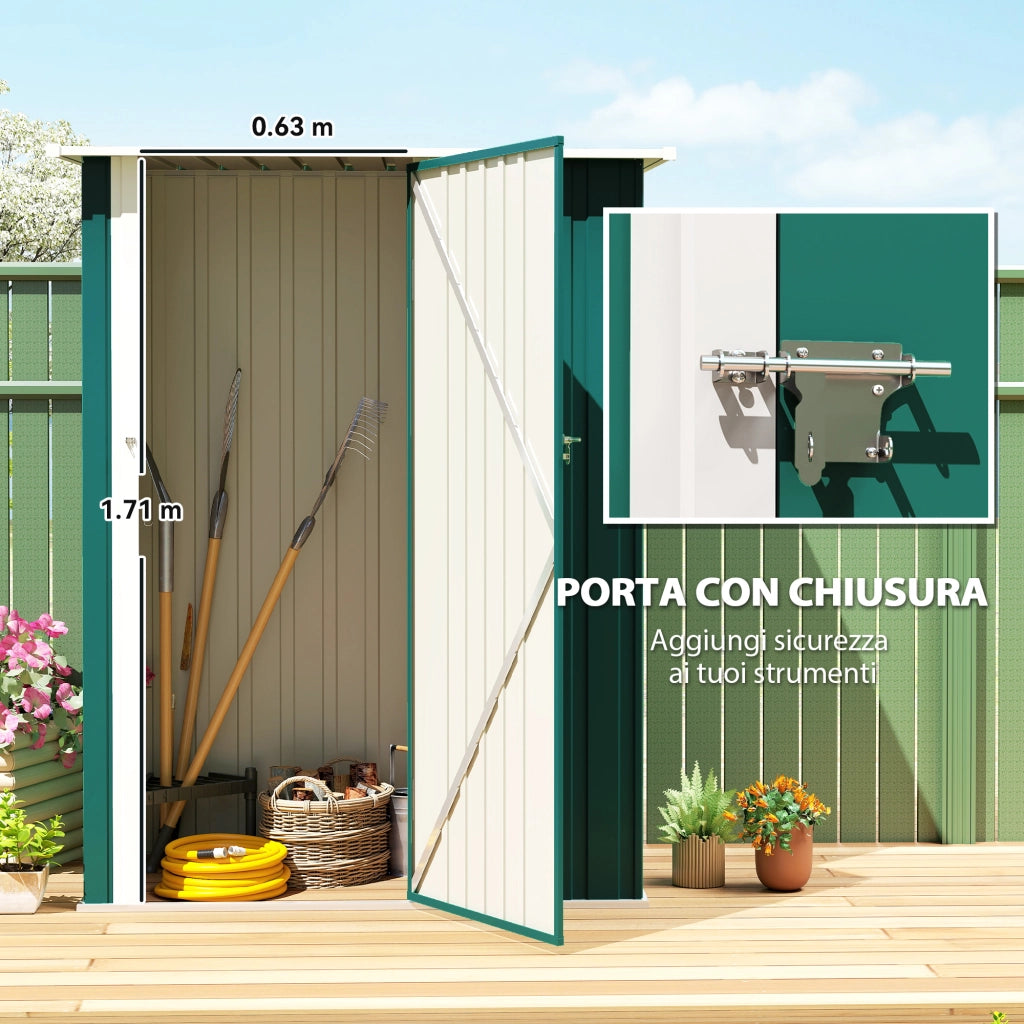 Capanno Attrezzi in Metallo ¨C zephmum ¨C Verde, 142x86x189 cm