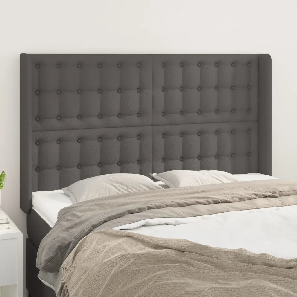 Testiera | Testata ad Orecchio Grigio 147x16x118/128cm in Similpelle