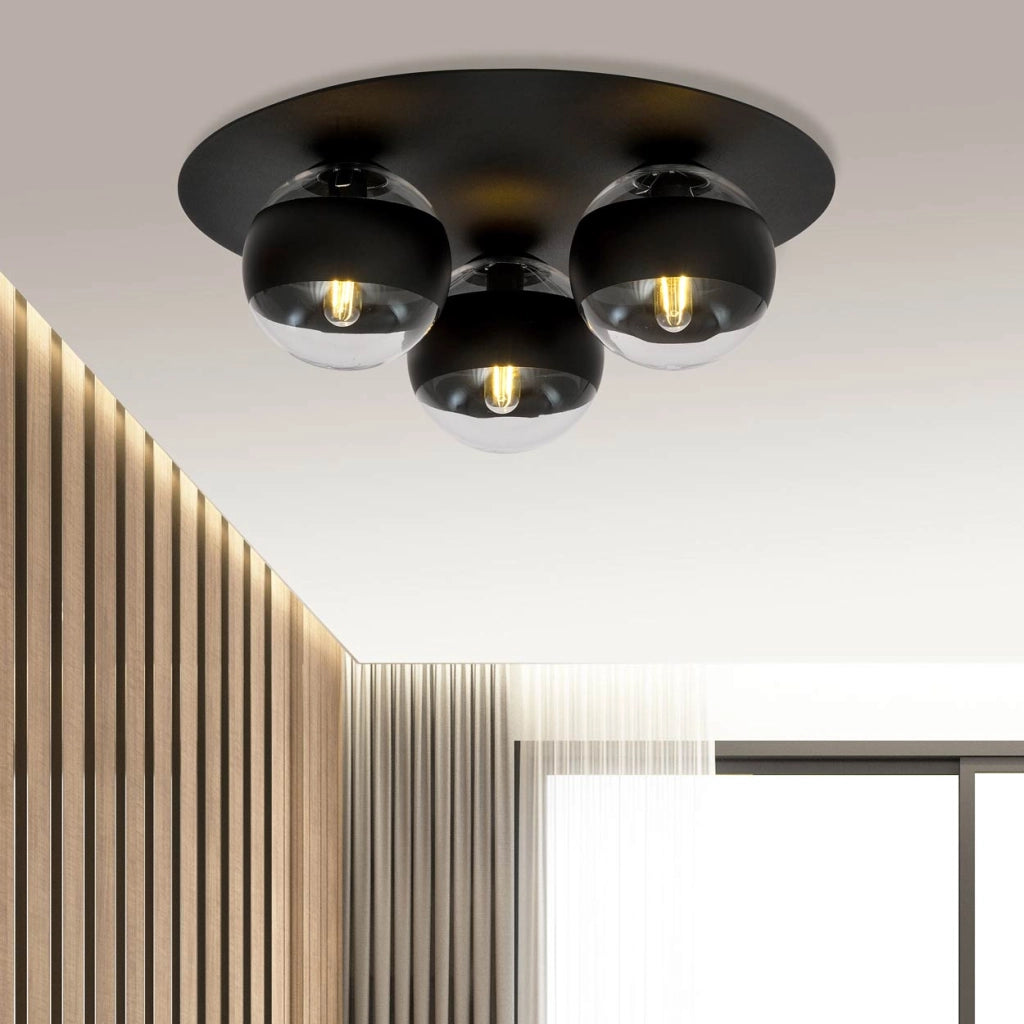 Emibig plafoniera Solar 3 luci E14 nero trasparente