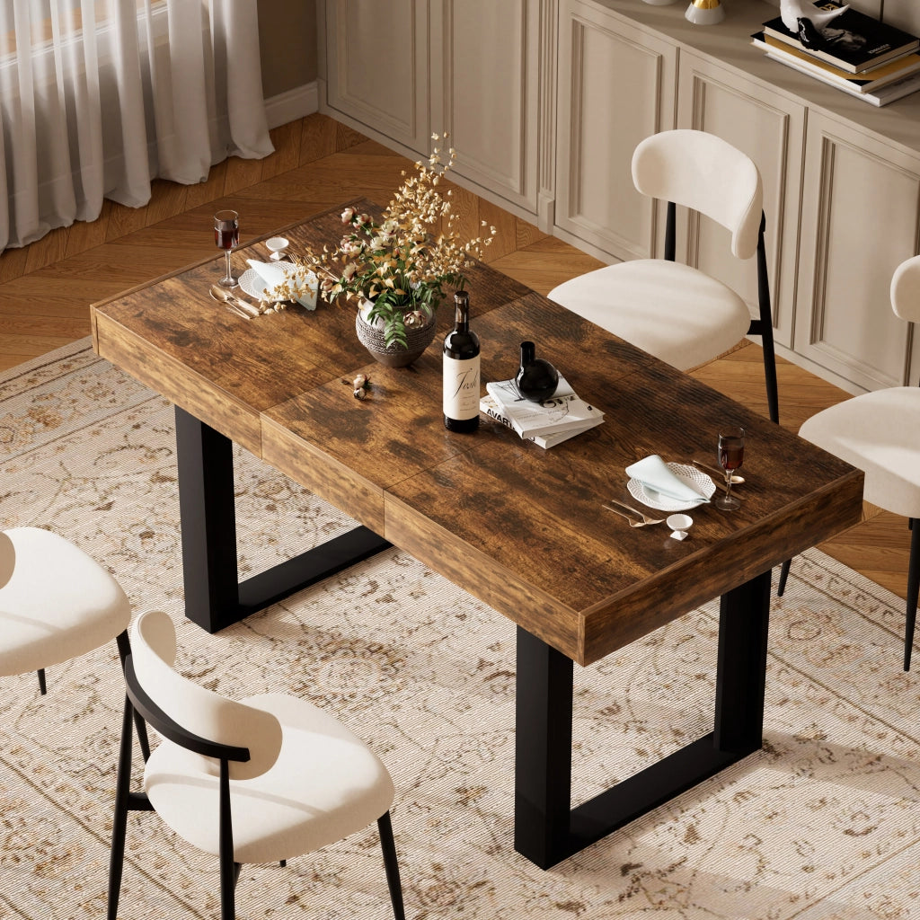 TAVOLO Allungabile 120-160 cm in Legno Effetto Rustico Marrone e Nero