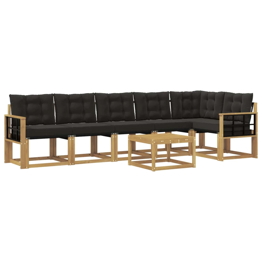 Set di divani da esterno con cuscino 7 pcs Bianco e Nero 3389554