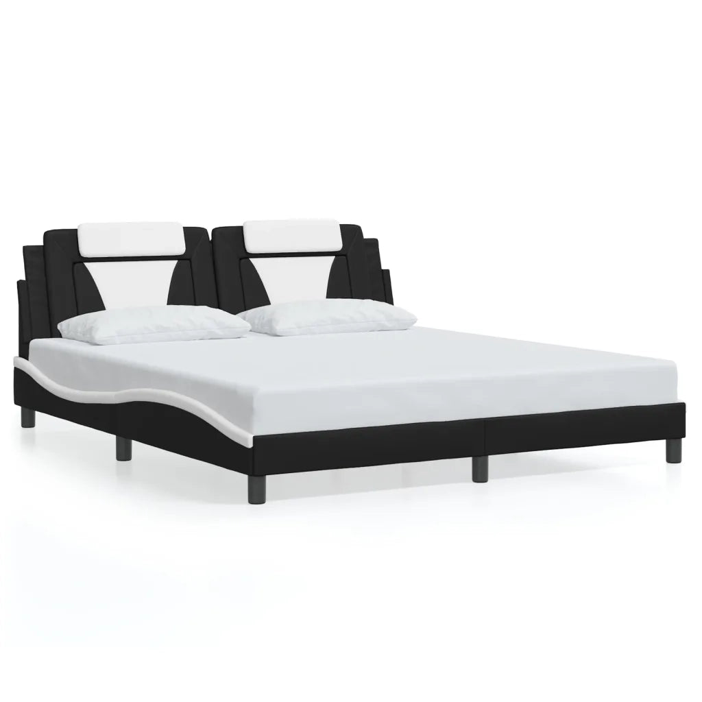 Letto matrimoniale | Letto per adulti | Giroletto Viana con LED senza Materasso Nero e Bianco 180x200 cm