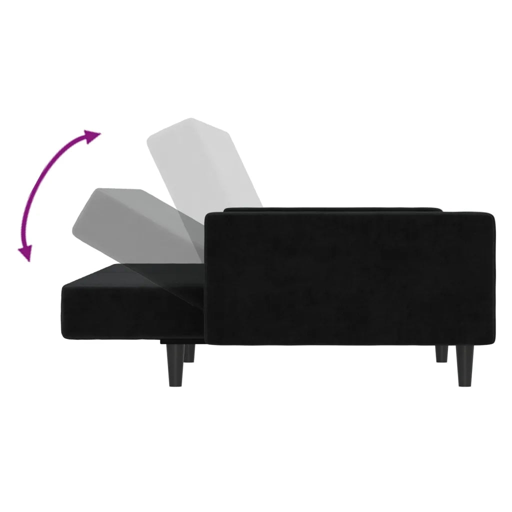 Divano letto | Sof¨¤ letto | Letto singolo a 2 Posti Nero in Velluto