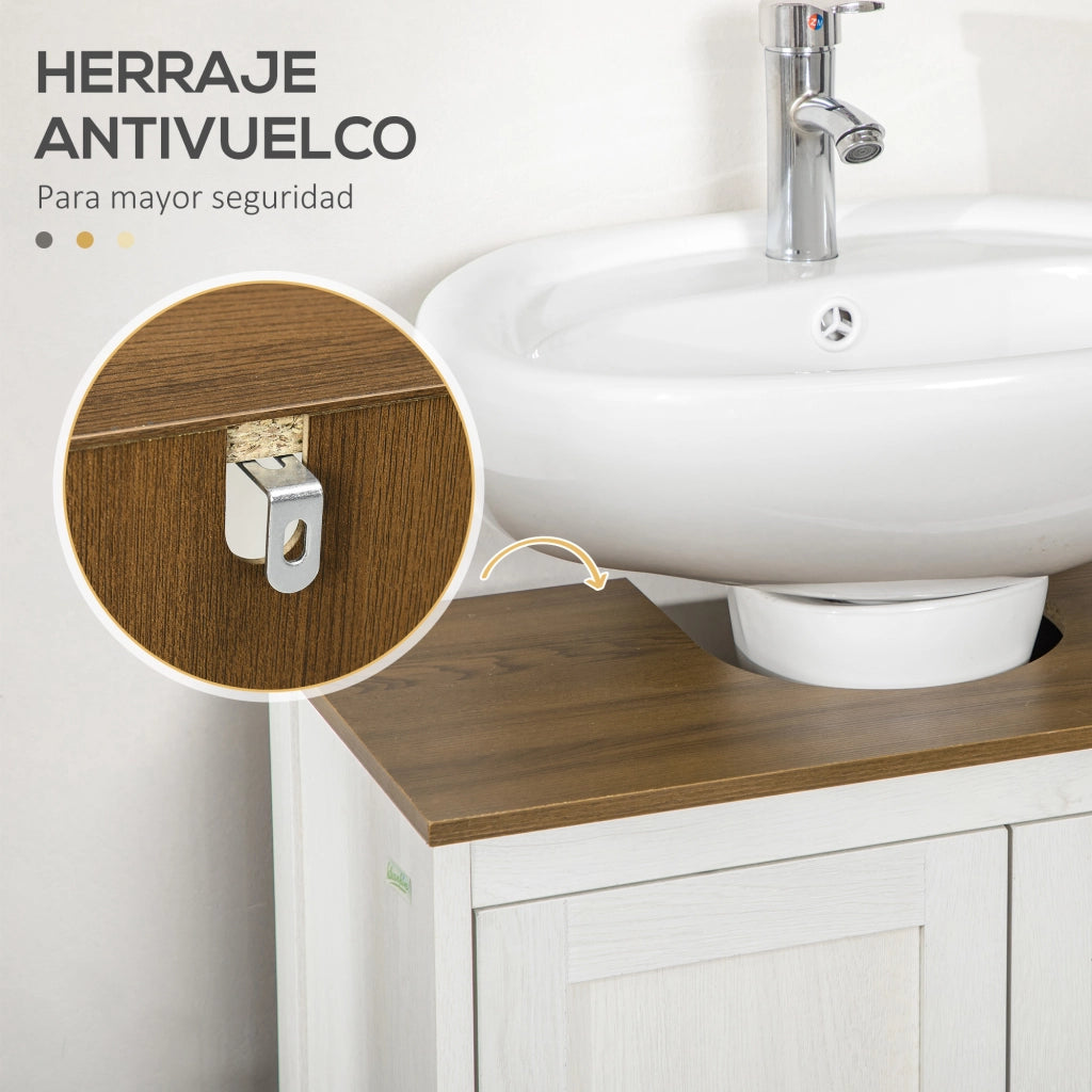 Mobile sottolavabo con 2 ante e ripiano regolabile ¨C Xylo ¨C Bianco 60x30x60 cm