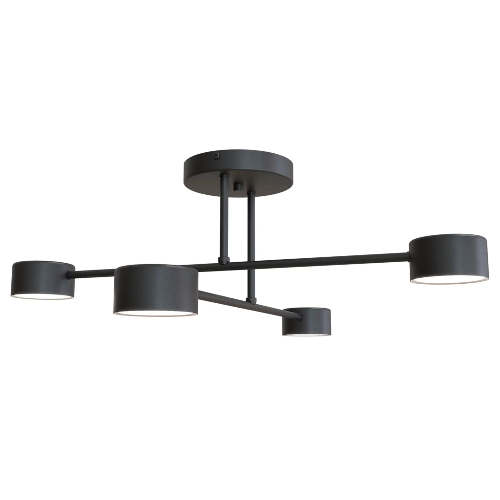 Plafoniera Moderna Thor 4 Luci Nera