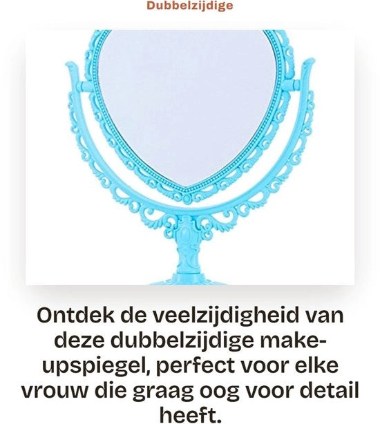 Specchio per trucco a due facce rotante con tavolo in plastica moderno e leggero, adatto anche per bambini.