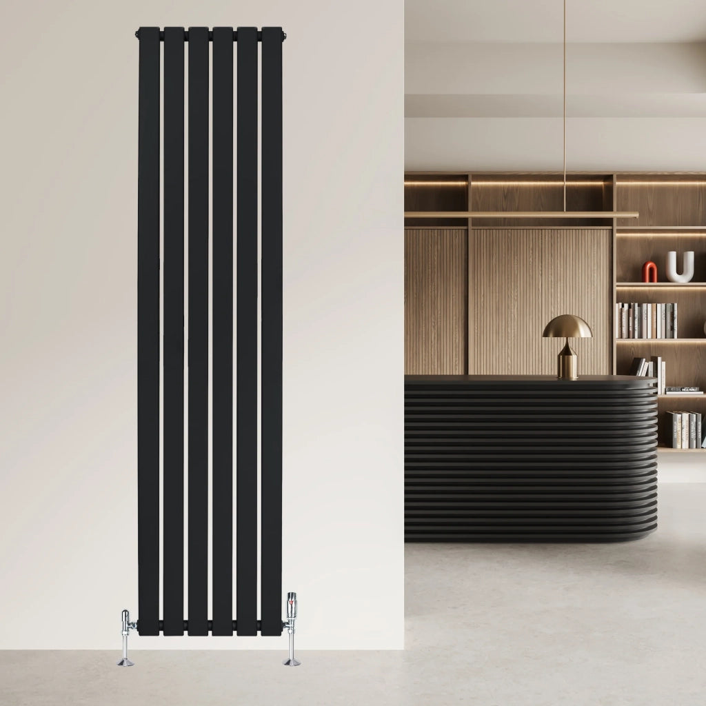 Radiatore Verticale 1800 x 420 mm con Valvole TRV Nero