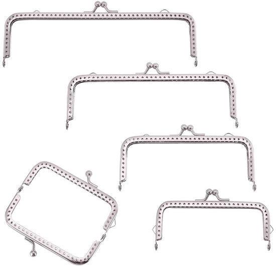 Portamonete in Metallo con Chiusura a Fermo - Maniglia - Cassetto per Portafoglio - Borsa DIY - Portafoglio per Telefono - 7,5 x 8,8 cm - Cassetto per Borsa
