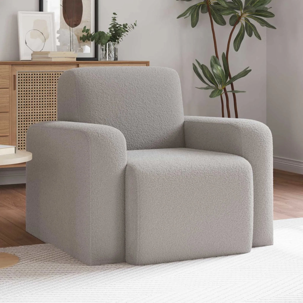 Poltrona Grigio Chiaro Bouclé 42042448
