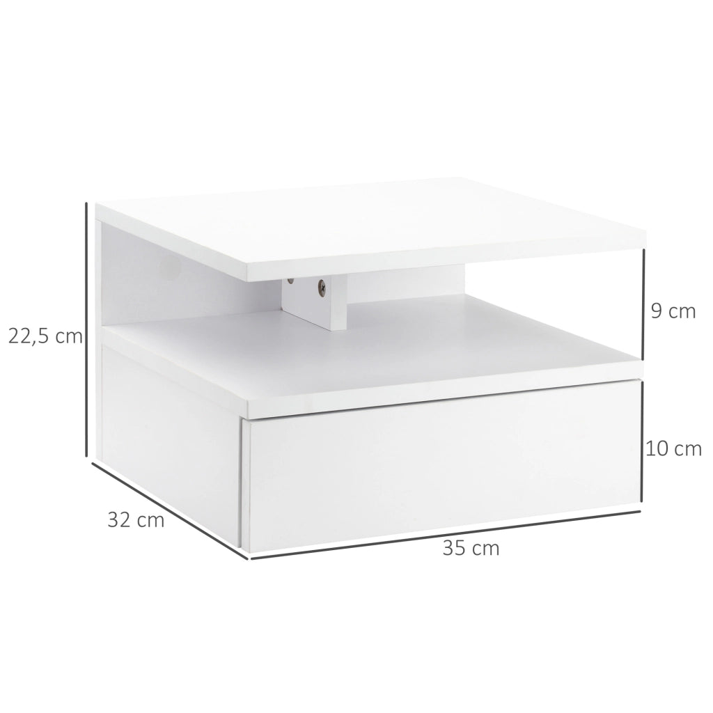 Comodino a muro ¨C Minimal ¨C Bianco, Multistrato