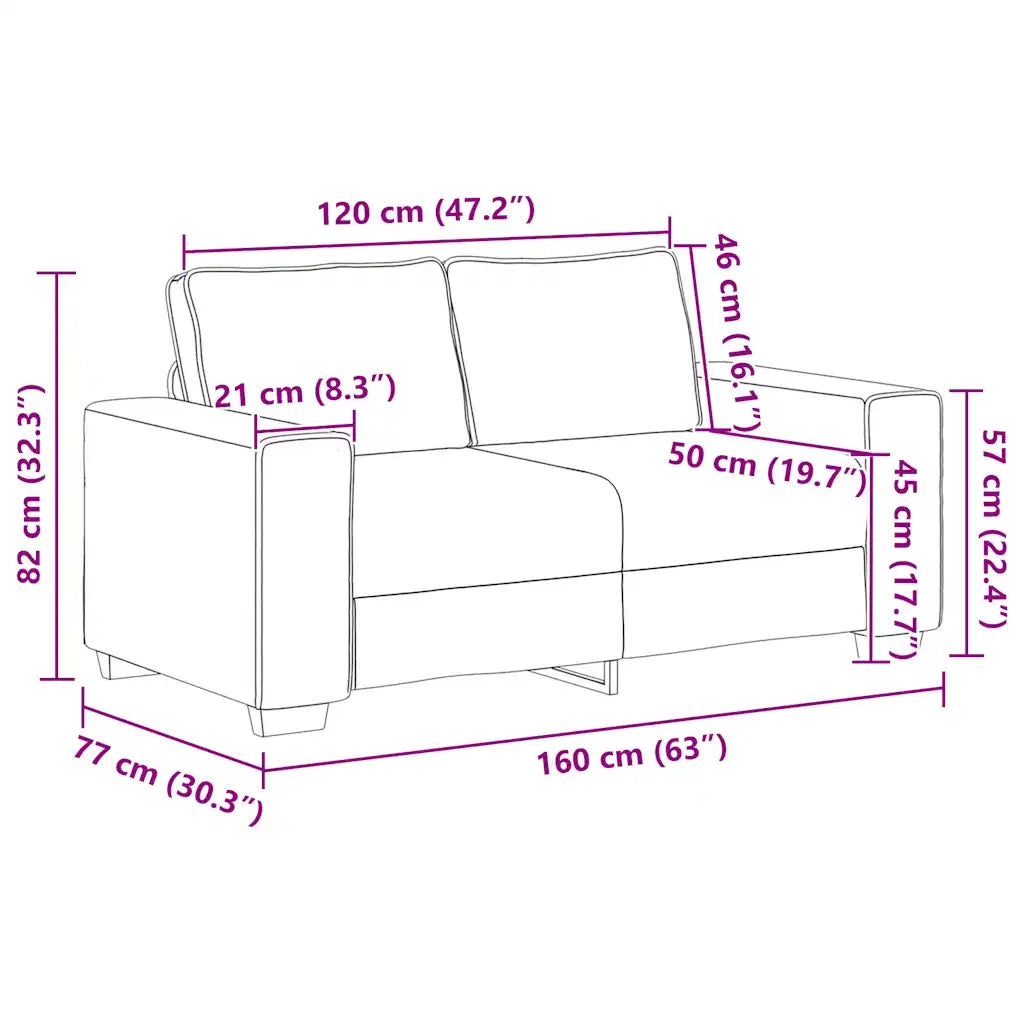 Divano a 2 Posti-Sofa 2 Posti Grigio Scuro 120 cm in Tessuto 413582