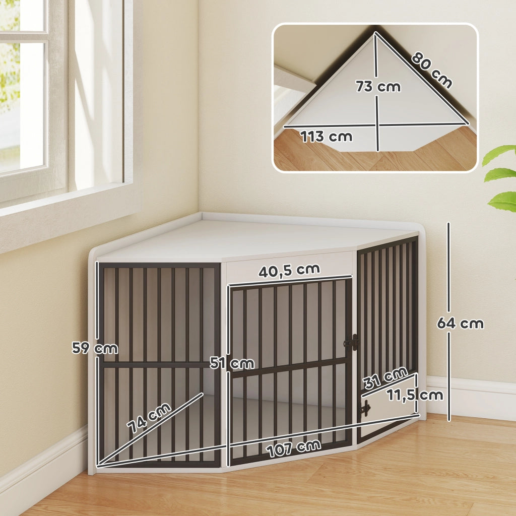 Box per Cani ¨C Xylo ¨C Piccoli e Medi, MDF e Metallo, Bianco