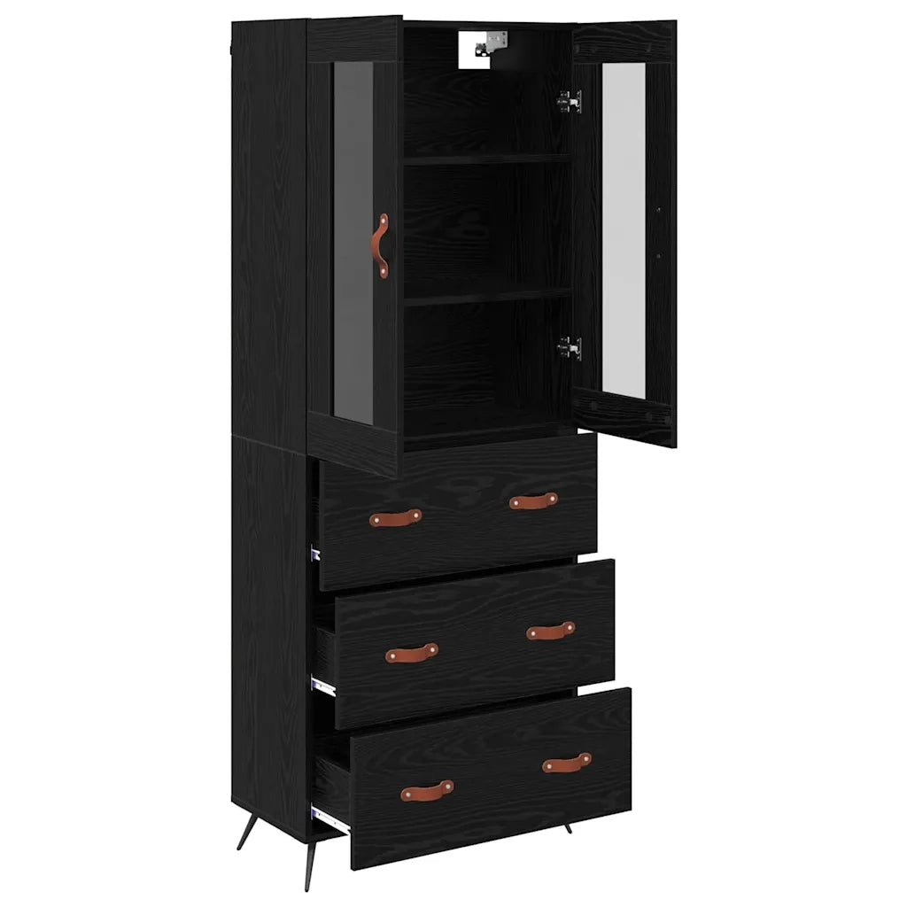 Armadietto alto con ripiano 2 pcs Rovere Nero Legno multistrato 3416071