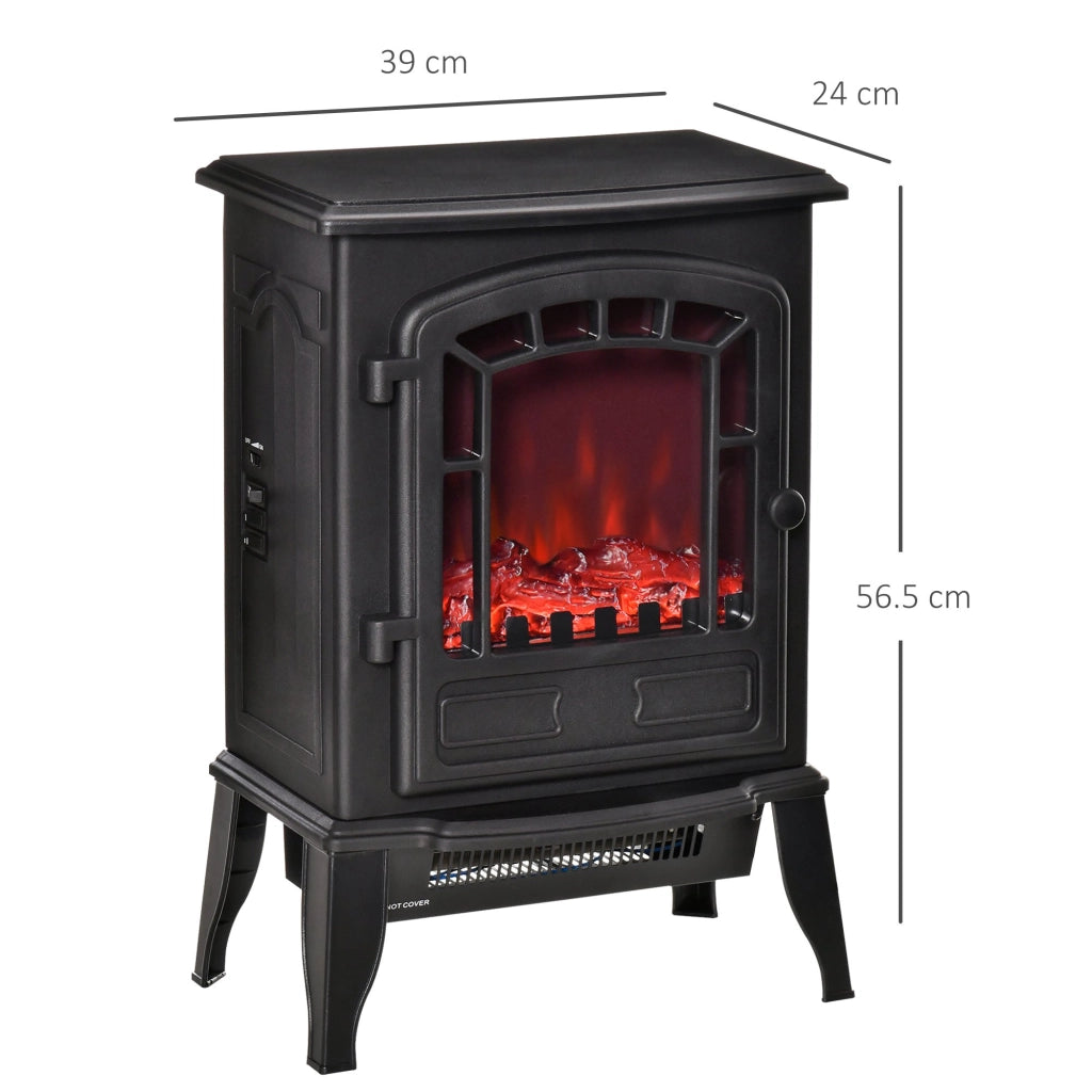 EasyComfort Camino Elettrico con Effetto Fiamma, Temperatura Regolabile 1000W-2000W, Copertura 20-25m², 39x24x56.5cm, Nero